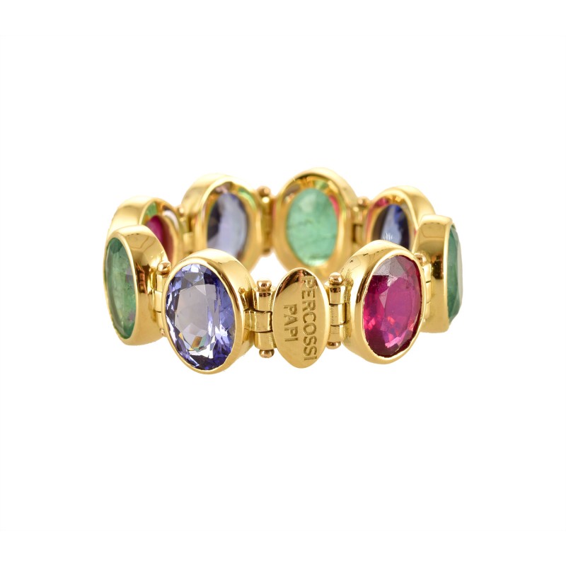 Anello a cerniera, realizzato a mano in Italia da Percossi Papi con pietre naturali