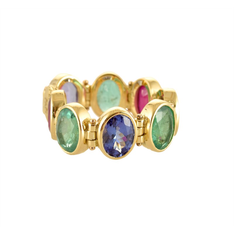 Anello a cerniera, realizzato a mano in Italia da Percossi Papi con pietre naturali