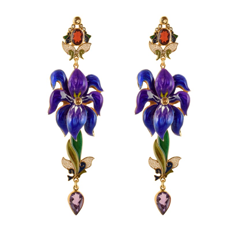 Iris earrings, made in Italy by Percossi Papi with natural stones