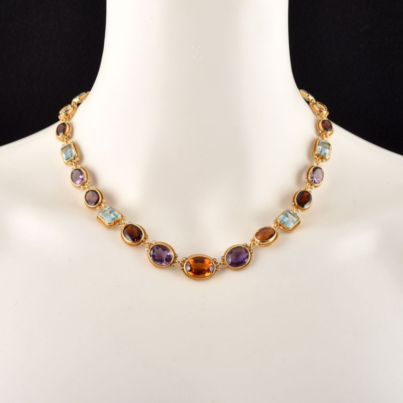 Neoclassical necklace, handmade in Italy by Percossi Papi with natural stones