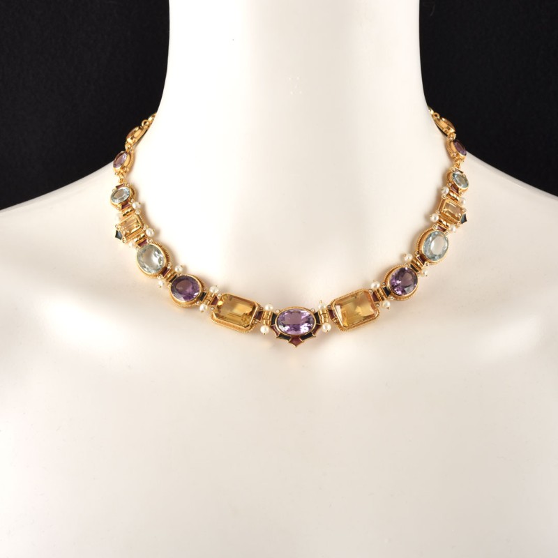 Neoclassical necklace, handmade in Italy by Percossi Papi with natural stones