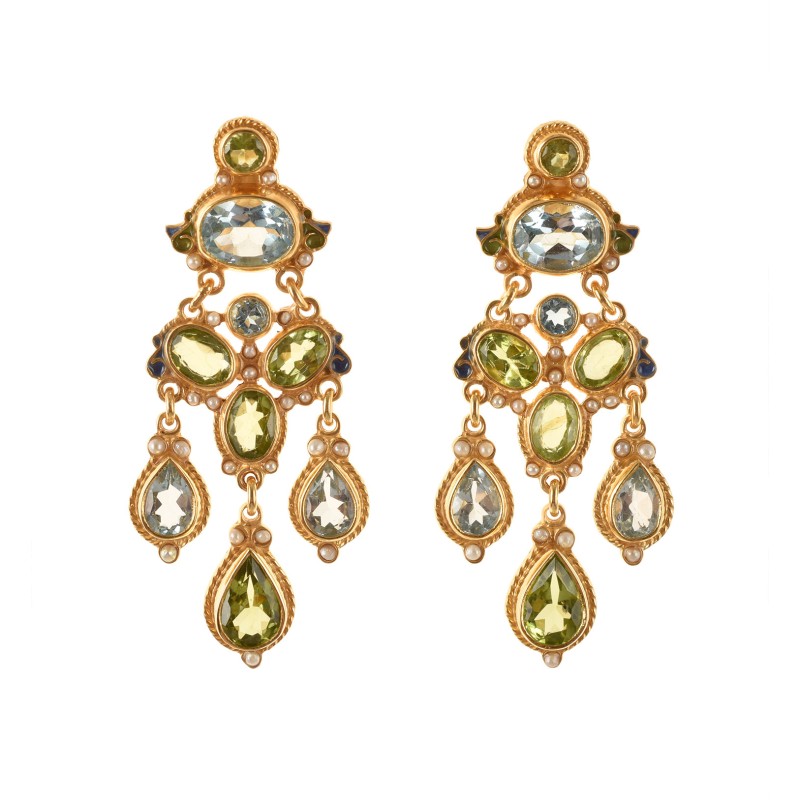 Girandoles earrings, handmade in Italy by Percossi Papi with natural stones