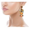 Roman coin earrings, handmade in Italy by Percossi Papi with reproduction of ancient coin and natural stones