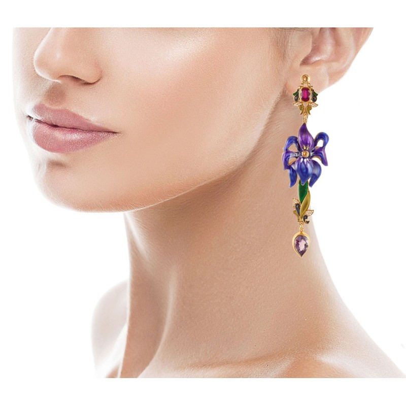 Iris earrings, made in Italy by Percossi Papi with natural stones