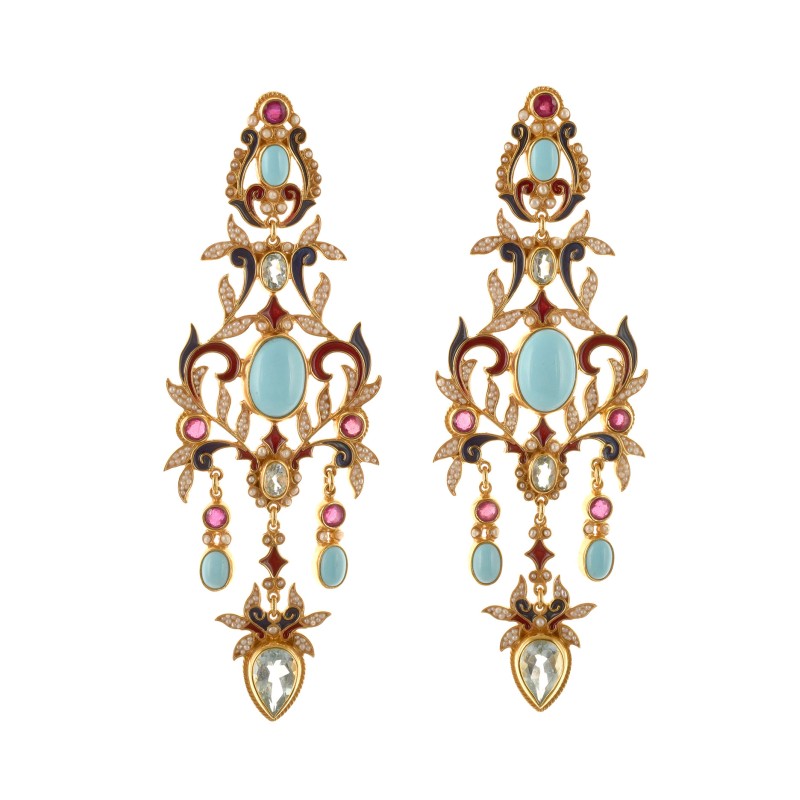Turquoise earrings handmade in Italy by Percossi Papi with natural stones