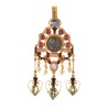 Roman coin pendant, handmade in Italy by Percossi Papi with rnatural stones