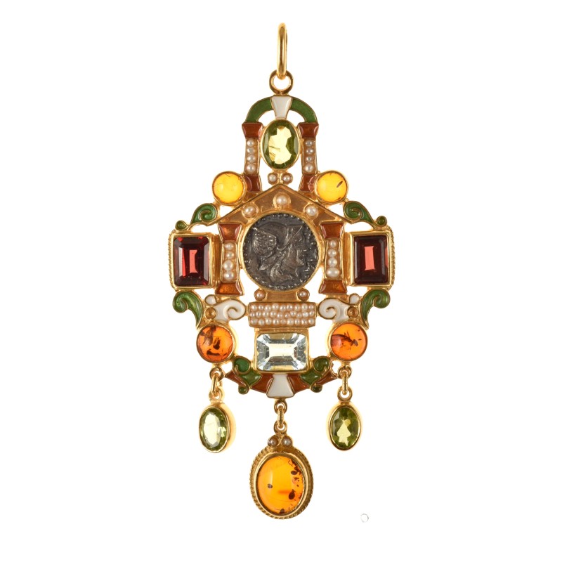 Domus Aurea pendant, handmade in Italy by Percossi Papi with rnatural stones