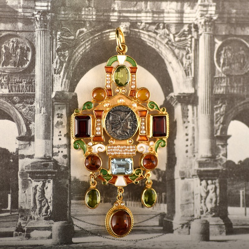 Domus Aurea pendant, handmade in Italy by Percossi Papi with rnatural stones