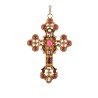 Trefoil cross, handmade in Italy by Percossi Papi with natural stones