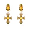 Byzantine cross earrings, handmade in Italy by Percossi Papi with natural stones