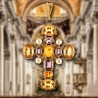 Baroque cross pendant handmade in Italy by Percossi Papi with natural stones