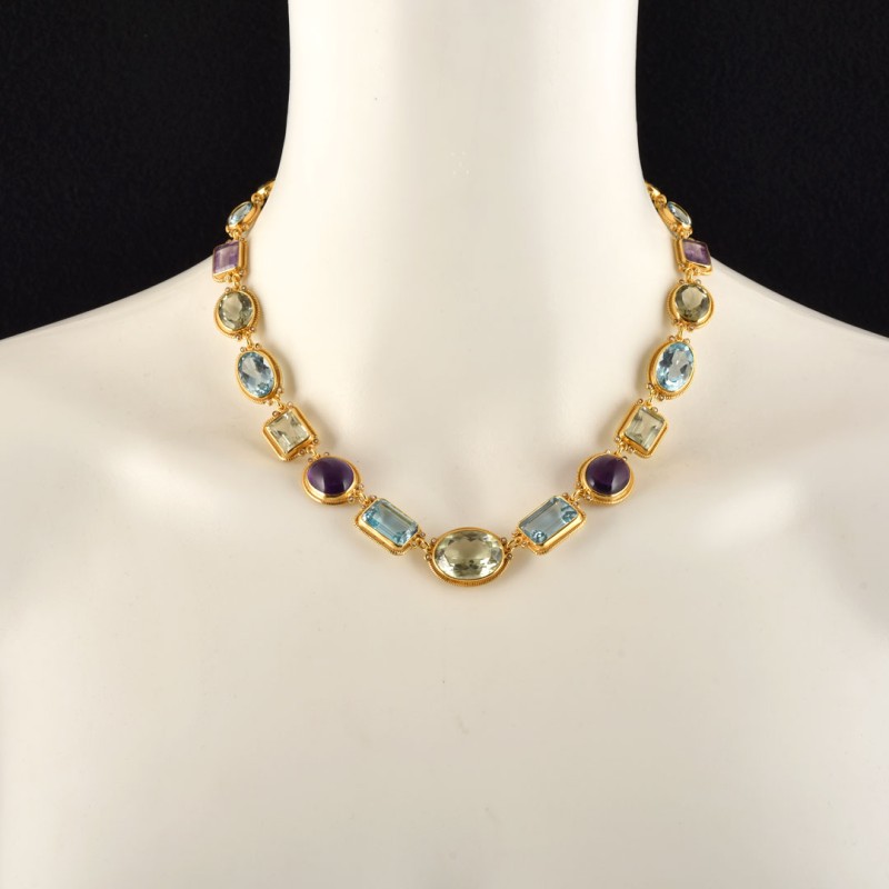 Prasiolite necklace, handmade in Italy by Percossi Papi with natural stones