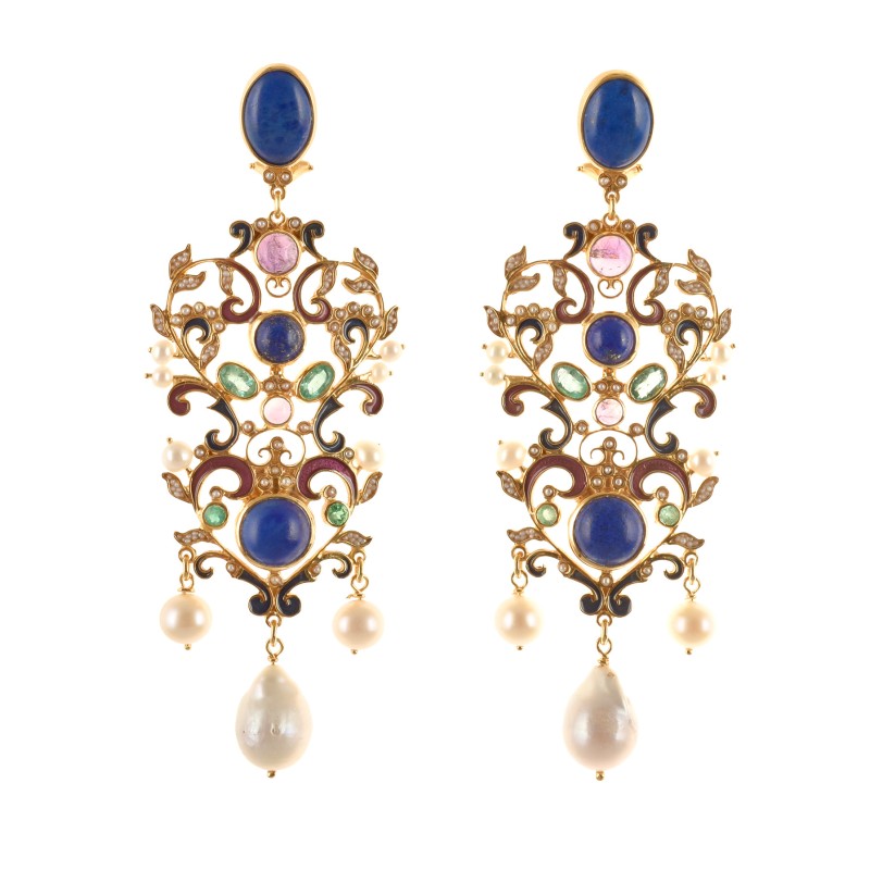 Orecchini floreali, realizzati a mano in Italia  da Percossi Papi con pietre naturali