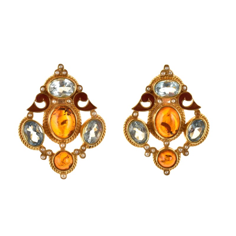 Bottom earrings, handmade in Italy by Percossi Papi with natural stones