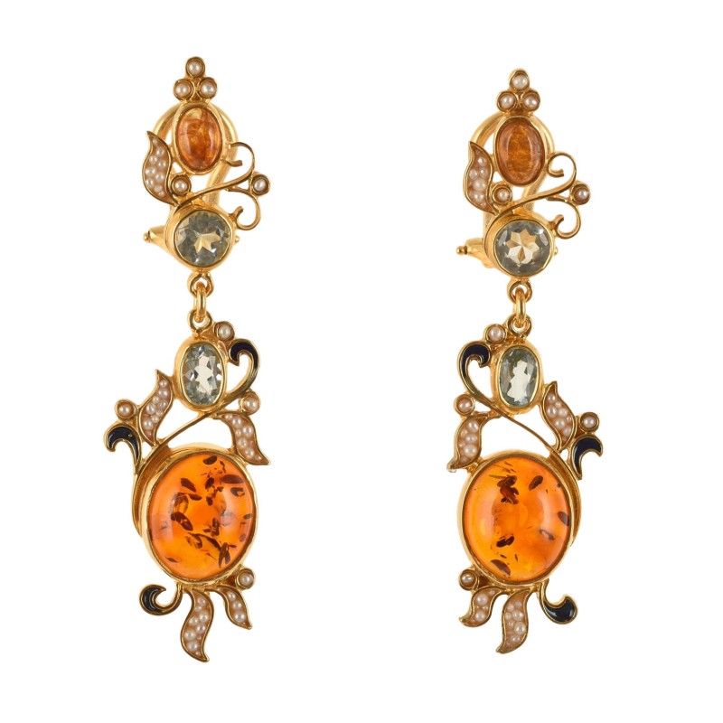 Orecchini floreali, realizzati in Italia da Percossi Papi con pietre naturali