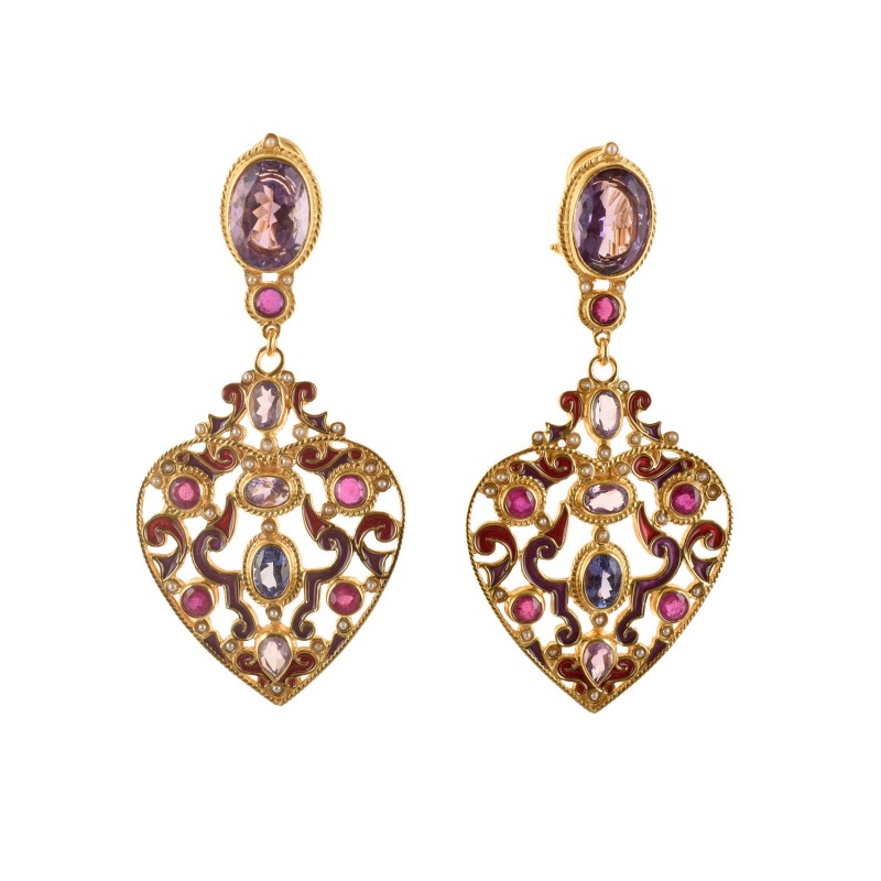 Orecchini con cuori,  realizzati in Italia da Percossi Papi con pietre naturali