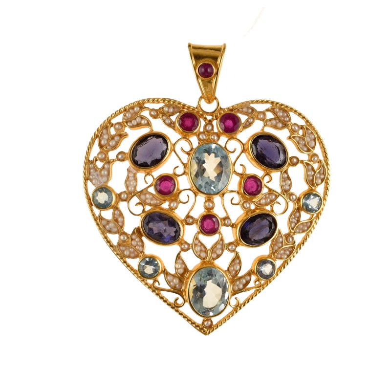Pendente cuore, realizzato in Italia da Percossi Papi con pietre naturali