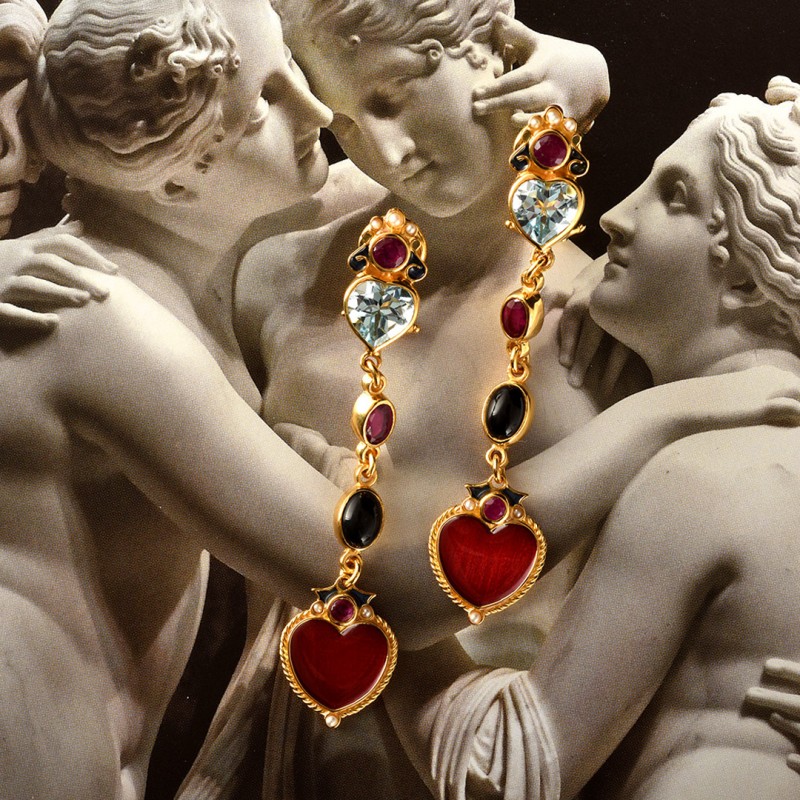 Orecchini cuori, realizzati in Italia da Percossi Papi con pietre naturali.