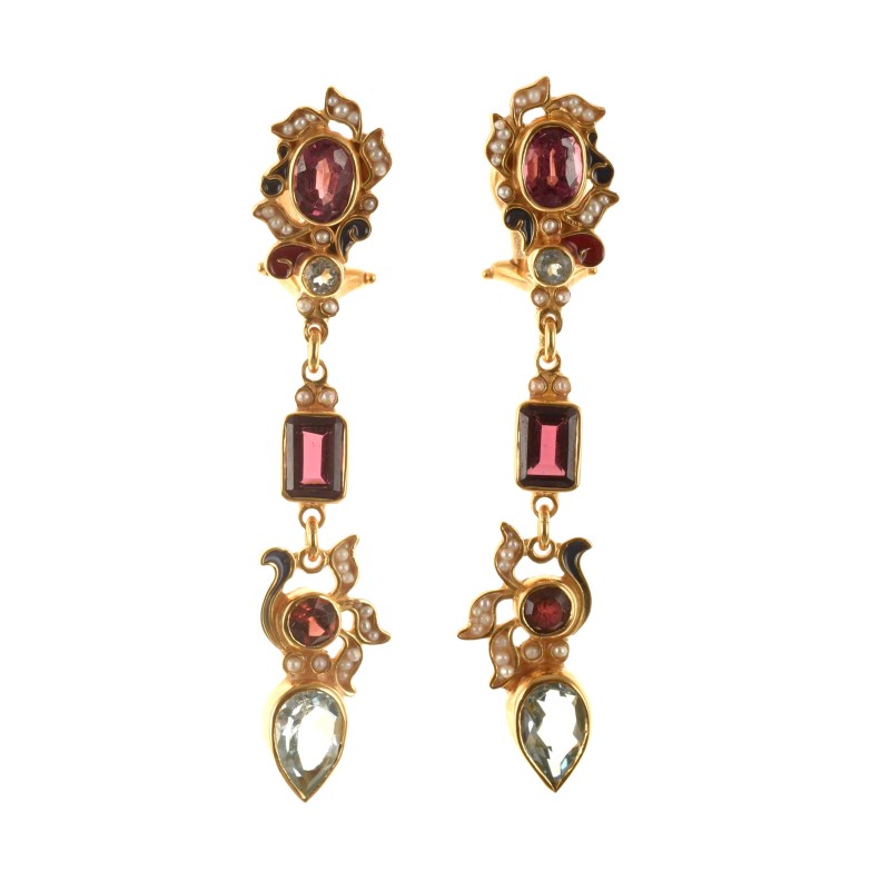 Floral earrings, made in Italy by Percossi Papi with natural stones
