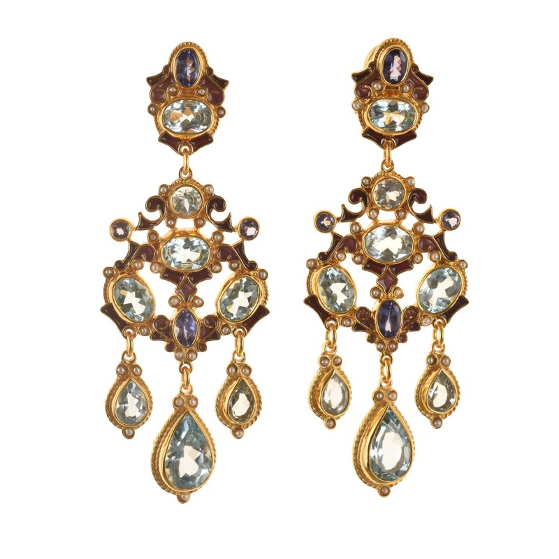 Orecchini girandoles realizzati a mano in Italia  da Percossi Papi con pietre naturali