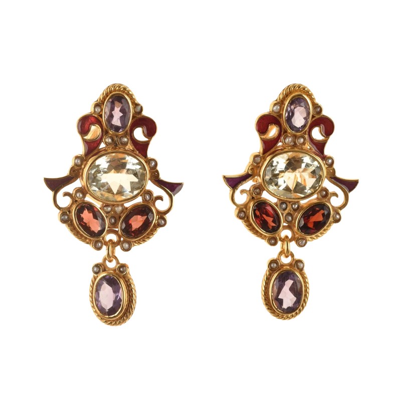 Orecchini a bottone realizzati a mano in Italia  da Percossi Papi con pietre naturali