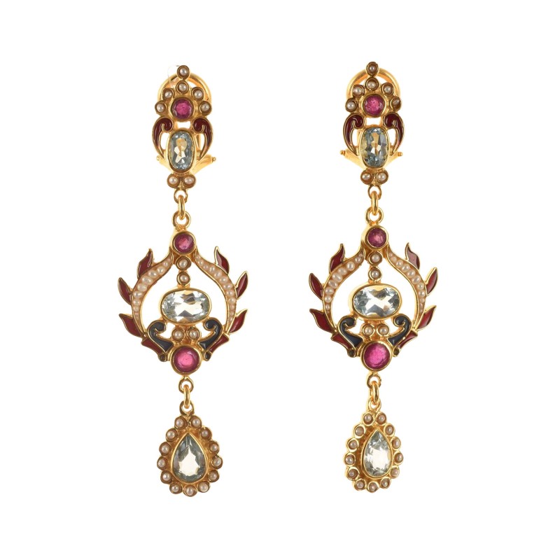 Neoclassical earrings, handmade in Italy by Percossi Papi with natural stones