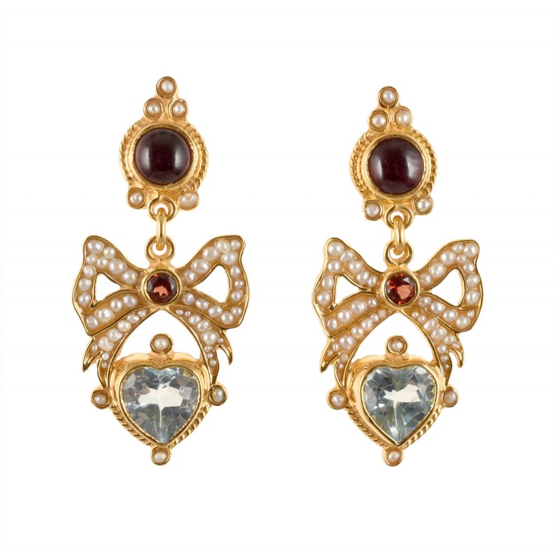 Heart earrings made in Italy by Percossi Papi with natural stones