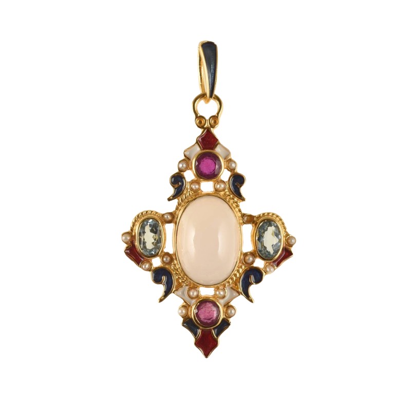 Pendente neoclassico realizzato a mano in Italia  da Percossi Papi con pietre naturali