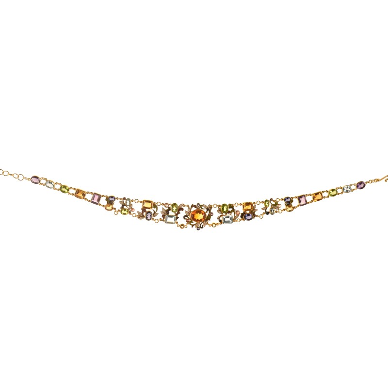 Multicolored floral necklace handmade in Italy by Percossi Papi with natural stones