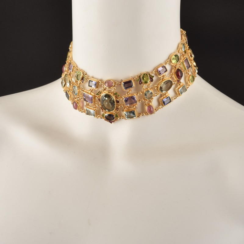 Byzantine necklace, handmade in Italy by Percossi Papi with natural stones