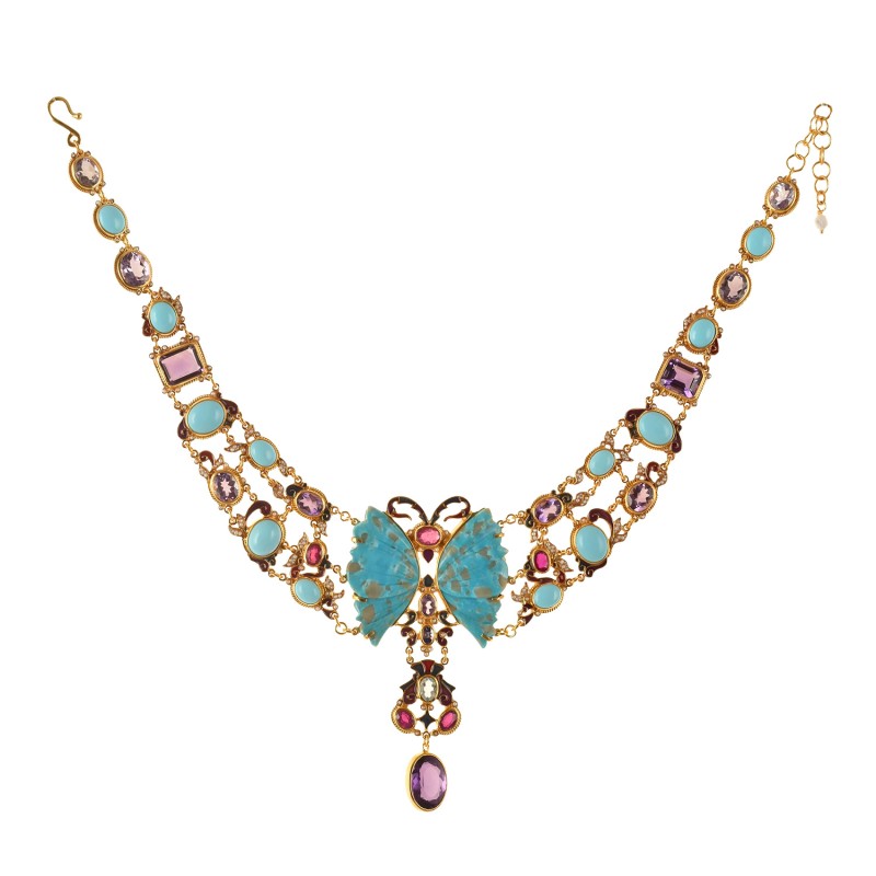 Collana ali di farfalla, realizzata a mano in Italia da Percossi Papi con pietre naturali