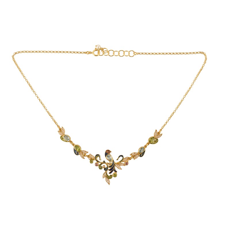 Floral necklace, handmade in Italy by Percossi Papi with natural stones