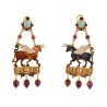 Winged bull earrings, handmade in Italy by Percossi Papi with natural stones