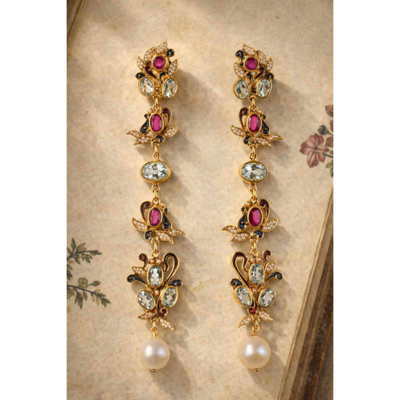 Orecchini floreali realizzati a mano in Italia  da Percossi Papi con pietre naturali