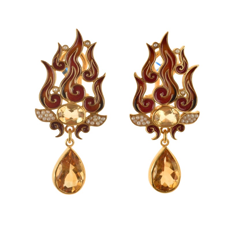 The Year of the Firehorse earrings, handmade in Italy by Percossi Papi with natural stones