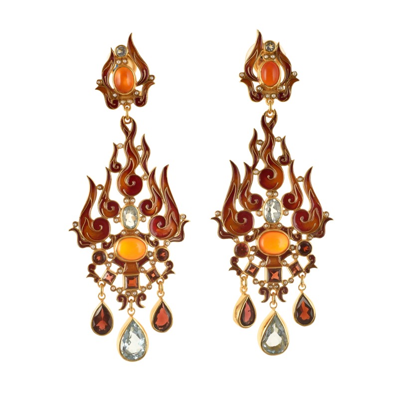The Year of the Firehorse earrings, handmade in Italy by Percossi Papi with natural stones