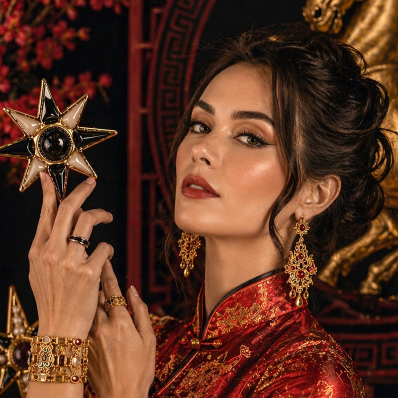 The Year of the Firehorse earrings, handmade in Italy by Percossi Papi with natural stones