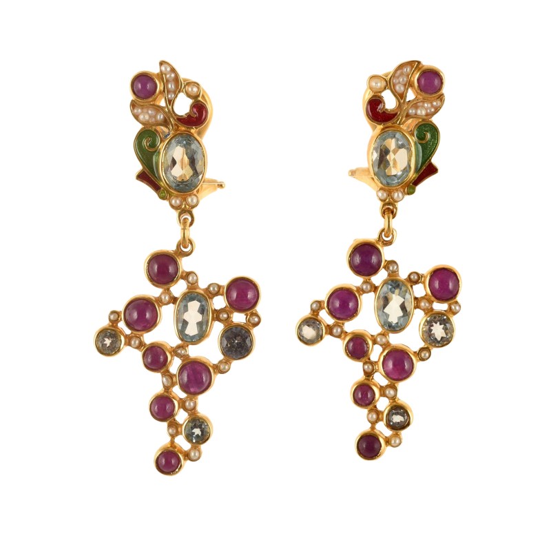Grapes earrings, handmade in Italy by Percossi Papi with natural stones