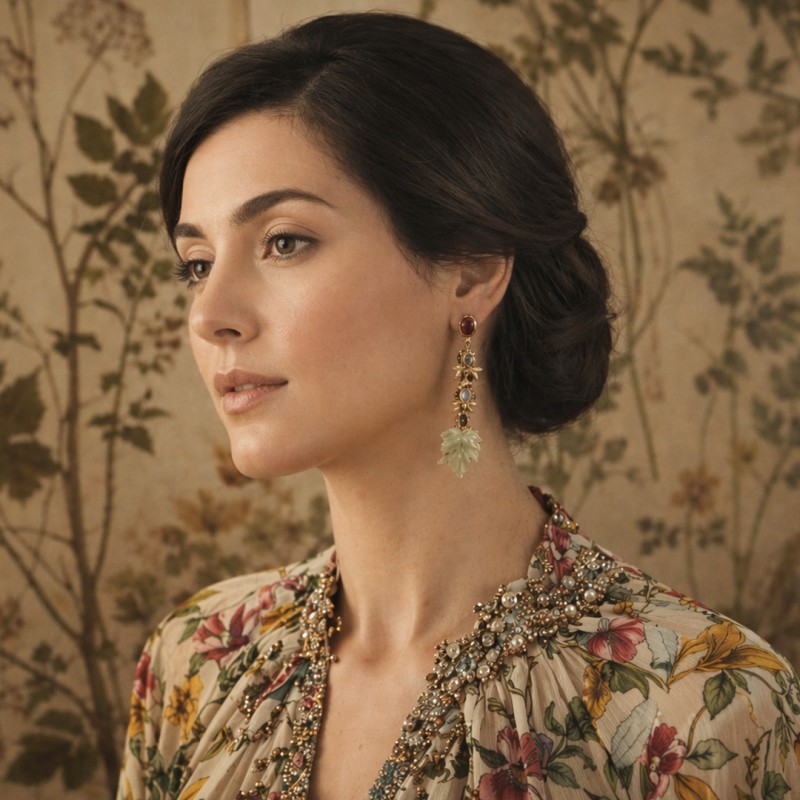 Leaves earrings, made in Italy by Percossi Papi with natural stones