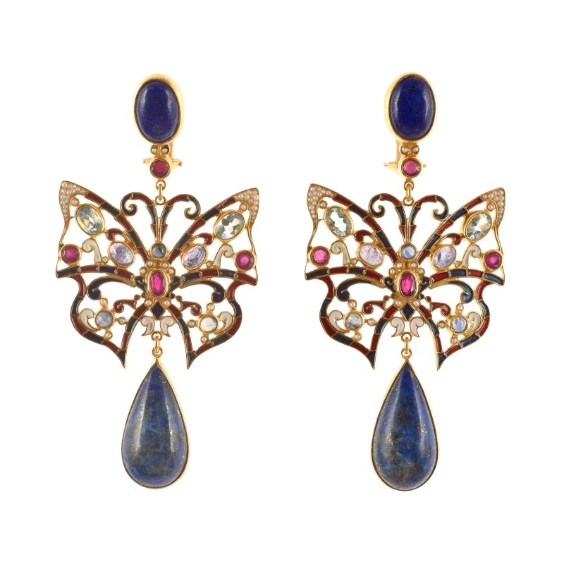 Butterfly earrings  handmade in Italy by Percossi Papi with natural stones