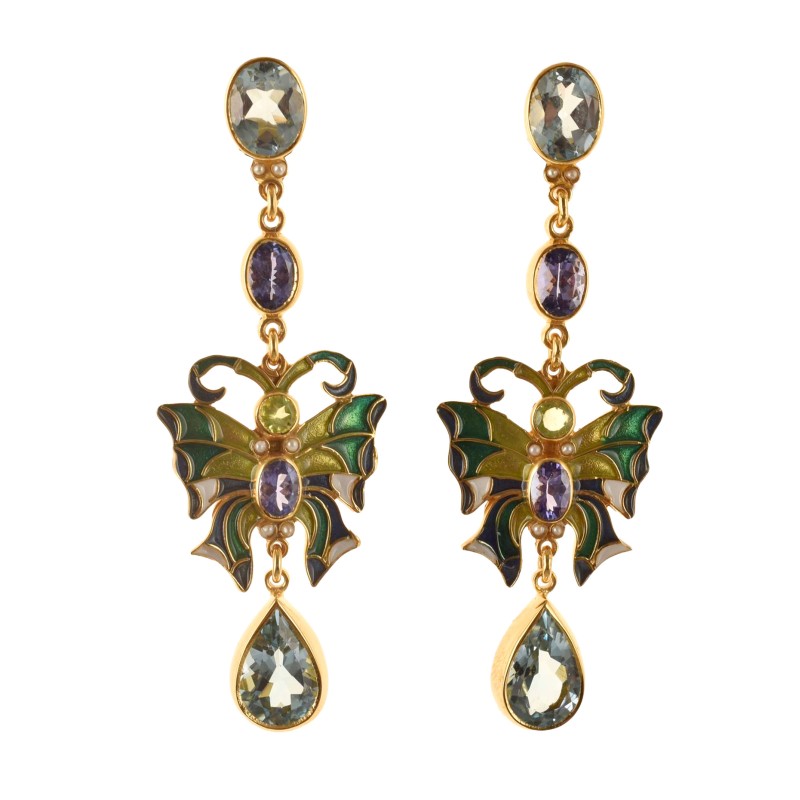Butterfly earrings  handmade in Italy by Percossi Papi with natural stones