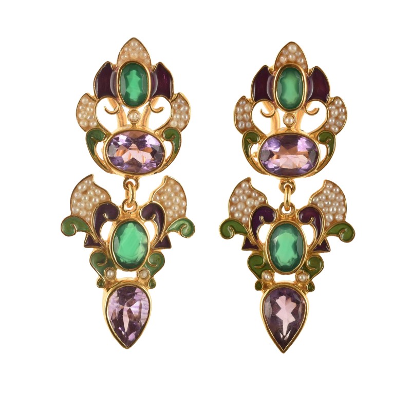 Neoclassical earrings, handmade in Italy by Percossi Papi with natural stones