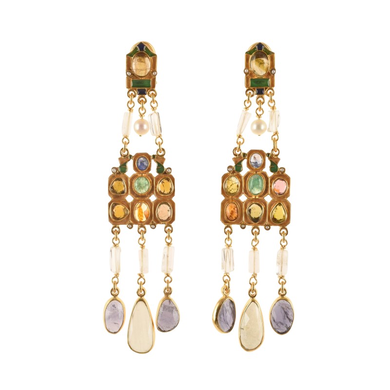 Byzantine earrings, handmade in Italy by Percossi Papi with natural stones