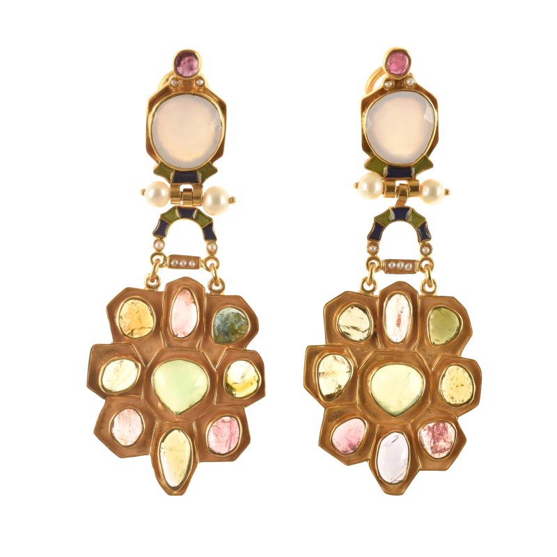 Byzantine earrings, handmade in Italy by Percossi Papi with natural stones