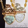 Chinese dragon pendant, handmade in Italy by Percossi Papi with natural stones
