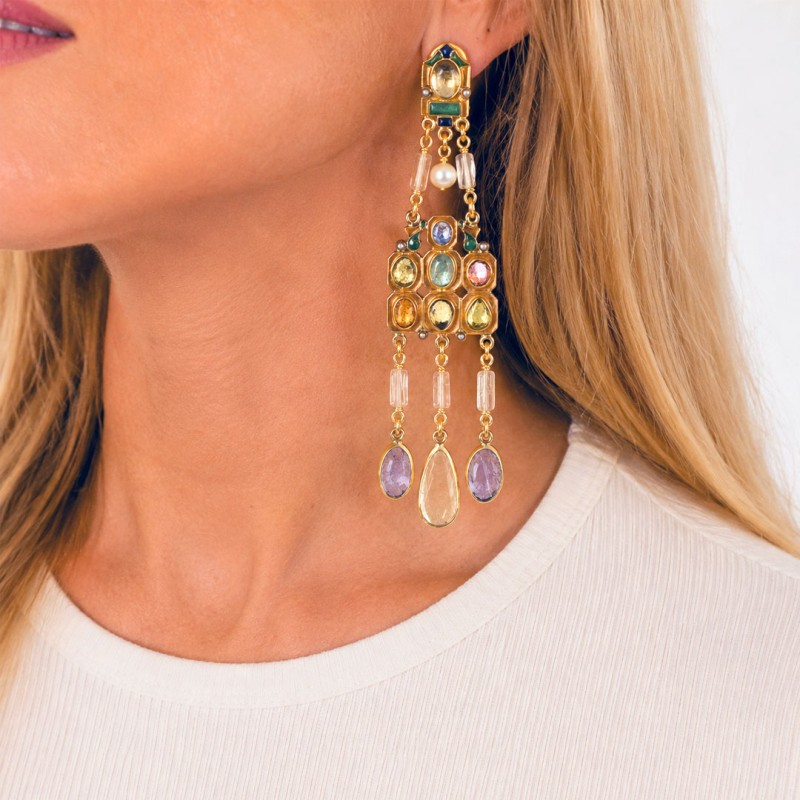 Byzantine earrings, handmade in Italy by Percossi Papi with natural stones