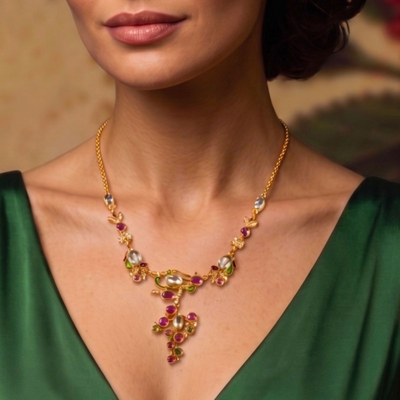 Grapes necklace, handmade in Italy by Percossi Papi with natural stones